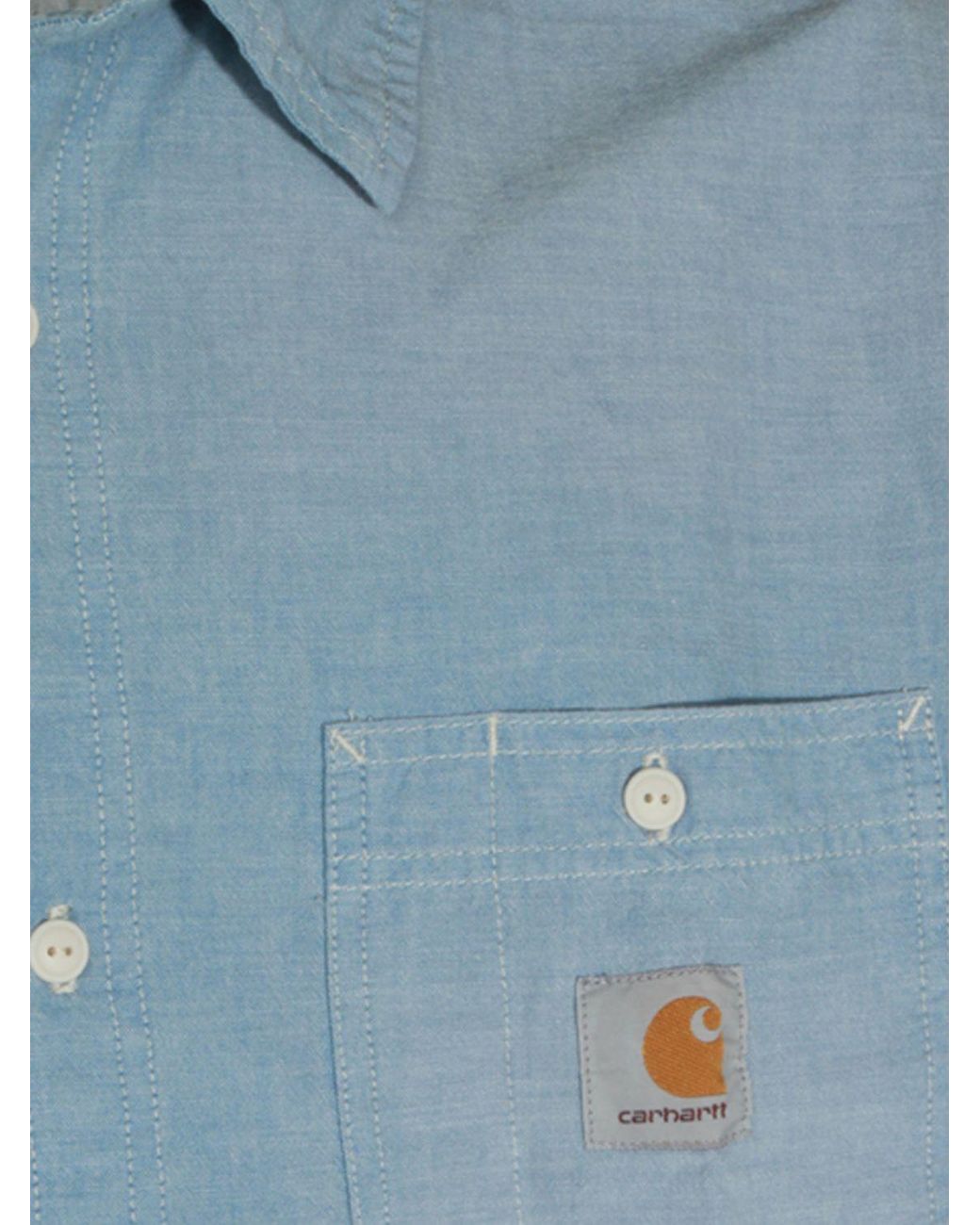 Carhartt Blue Slim Fit Cotton Casual Shirt With French Collar And Patch Pocket for men
