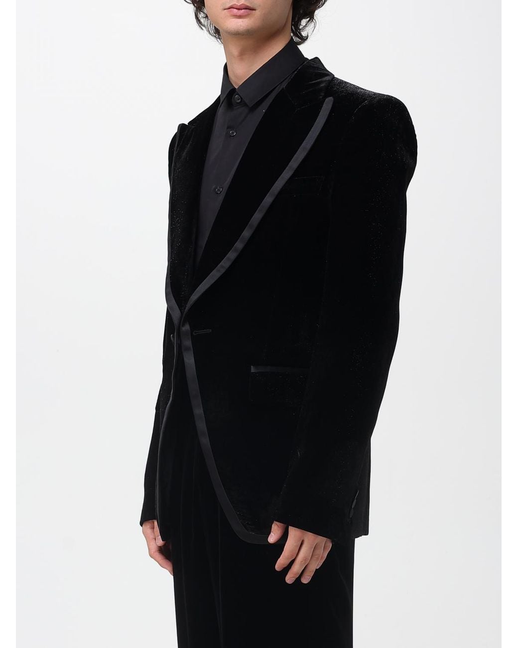 DSquared² Black Single-Breasted Velvet Blazer for men