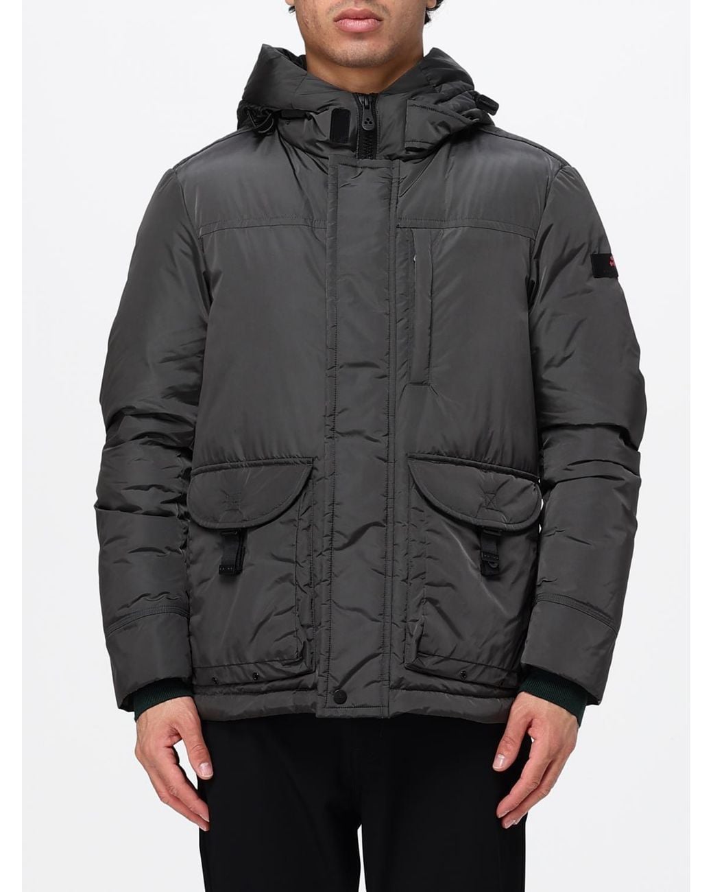 Peuterey Gray Hooded Puffer Jacket for men