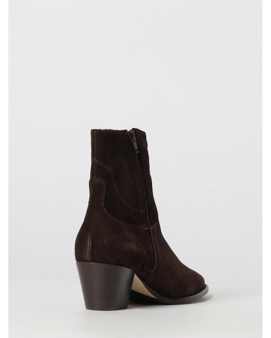 Anna F. Brown Suede Western Boots With Almond Toe