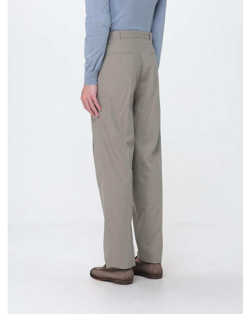 Brunello Cucinelli Gray Cotton Tailored Trousers for men