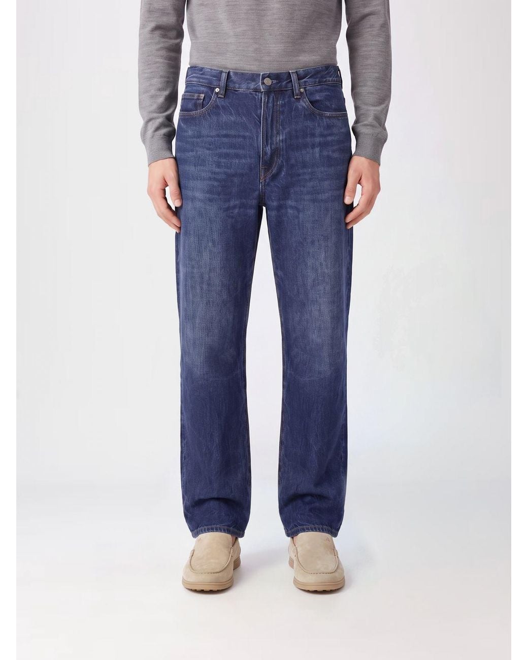 Paul Smith Blue Mid-Rise 5-Pocket Straight Jeans for men