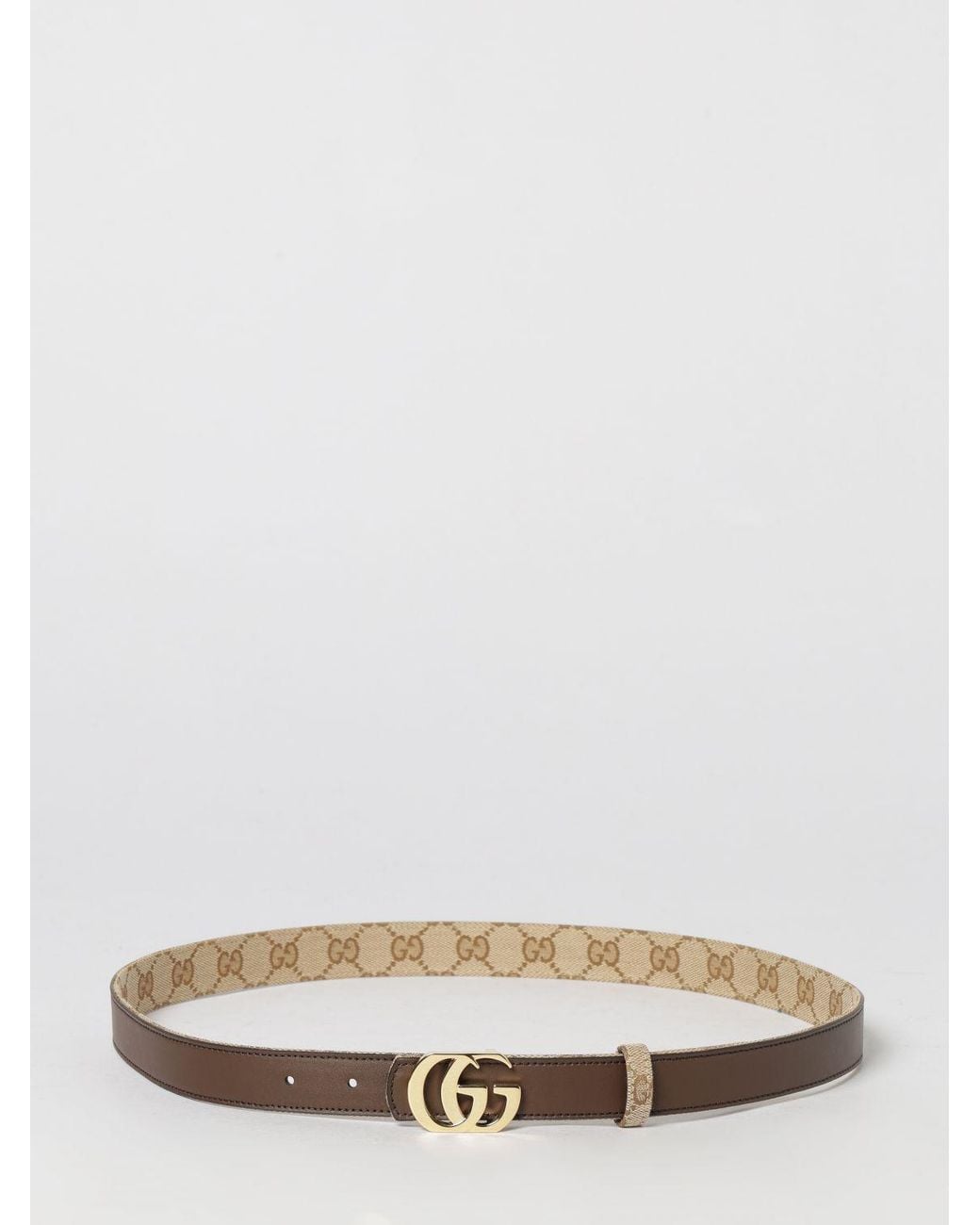 Gucci Natural Gg Marmont Leather Belt With Double G Buckle