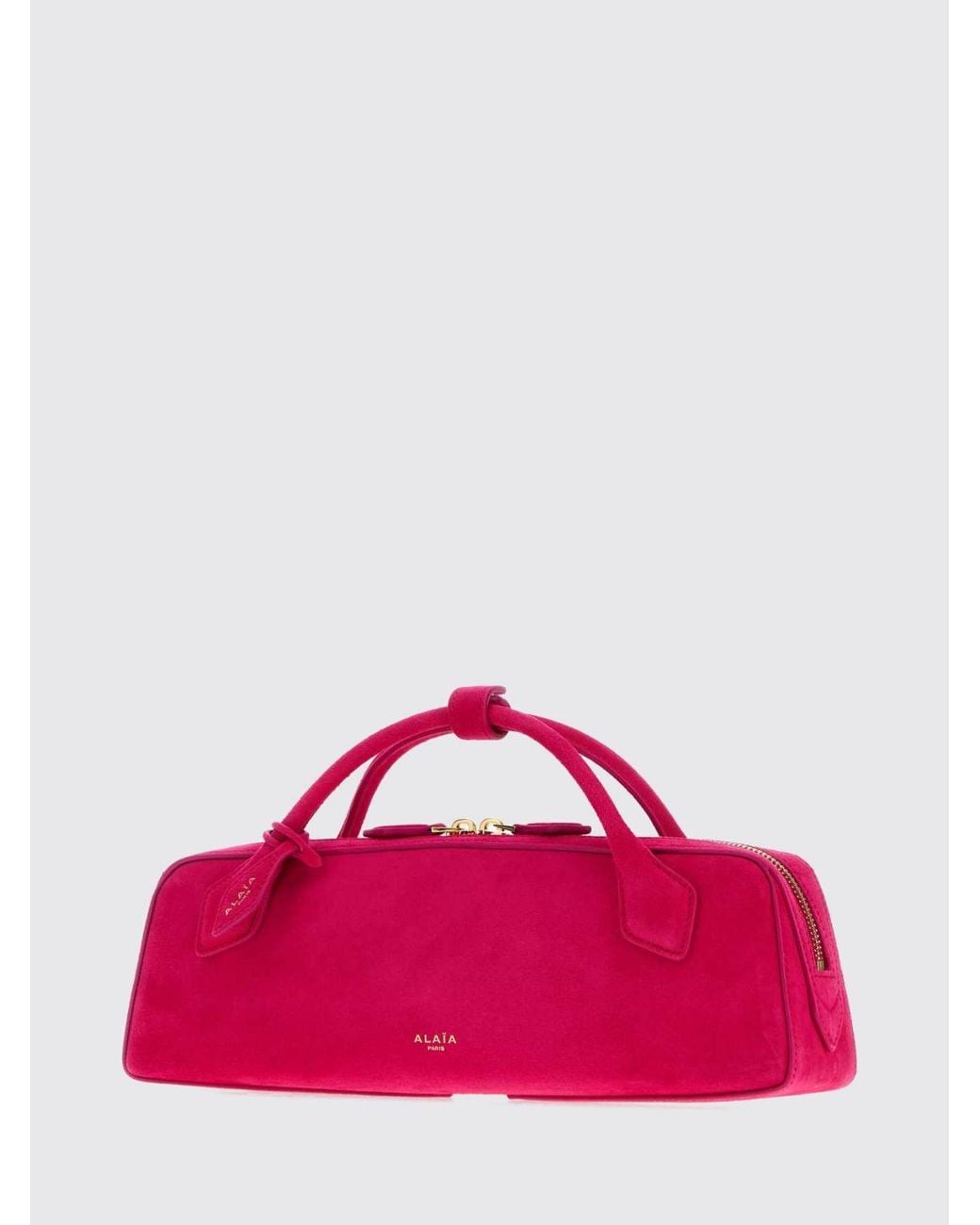 Alaïa Pink Le Teckel Suede Sheepskin Handbag With Logo Charm