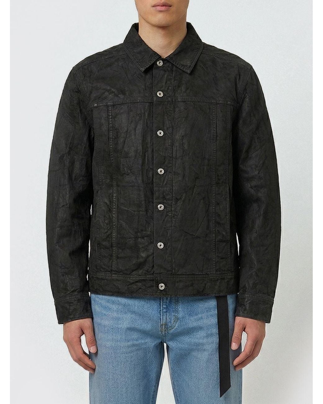 Rick Owens Black Jumbo Worker Denim Jacket for men