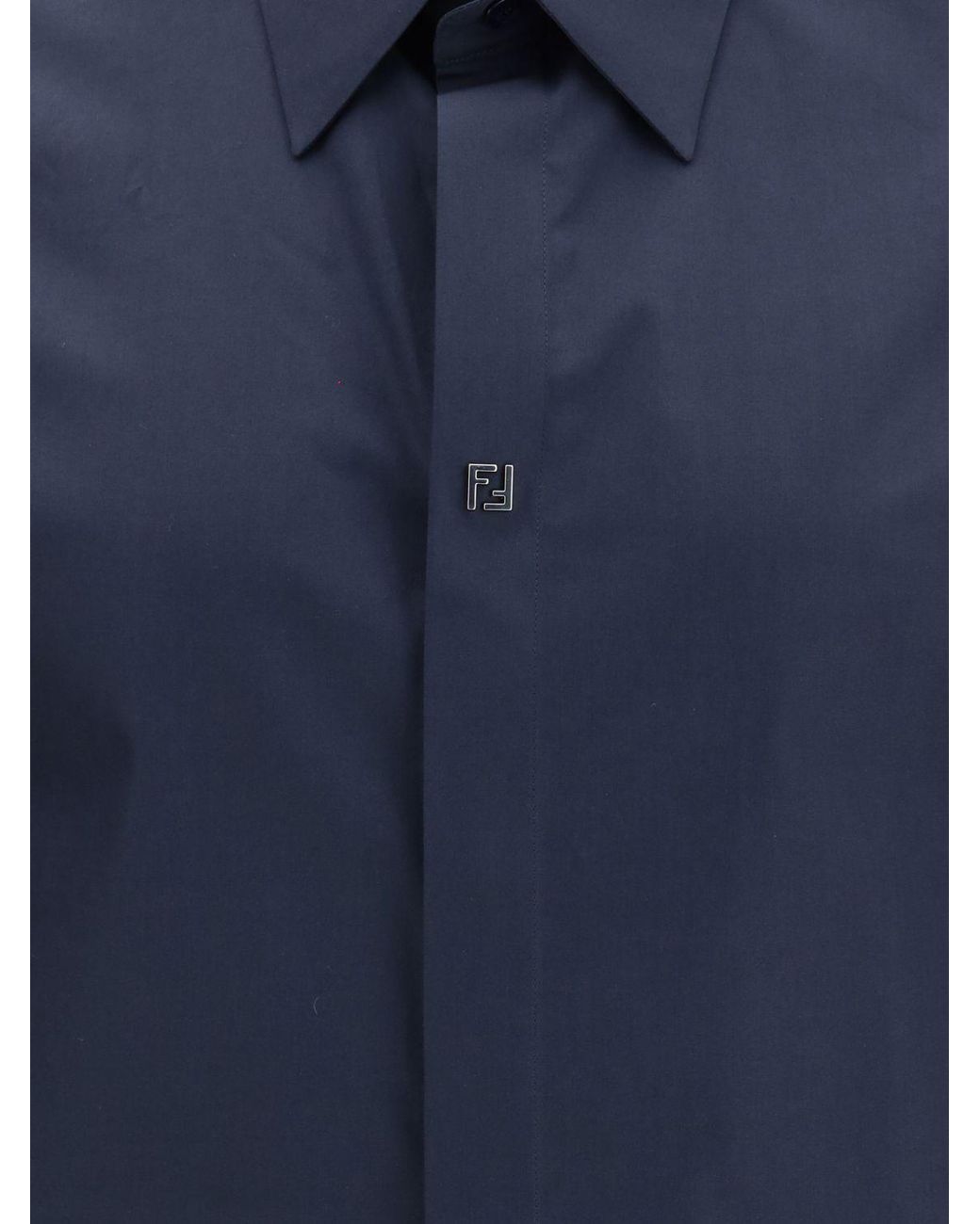Fendi Blue Classic Cotton Poplin Shirt for men