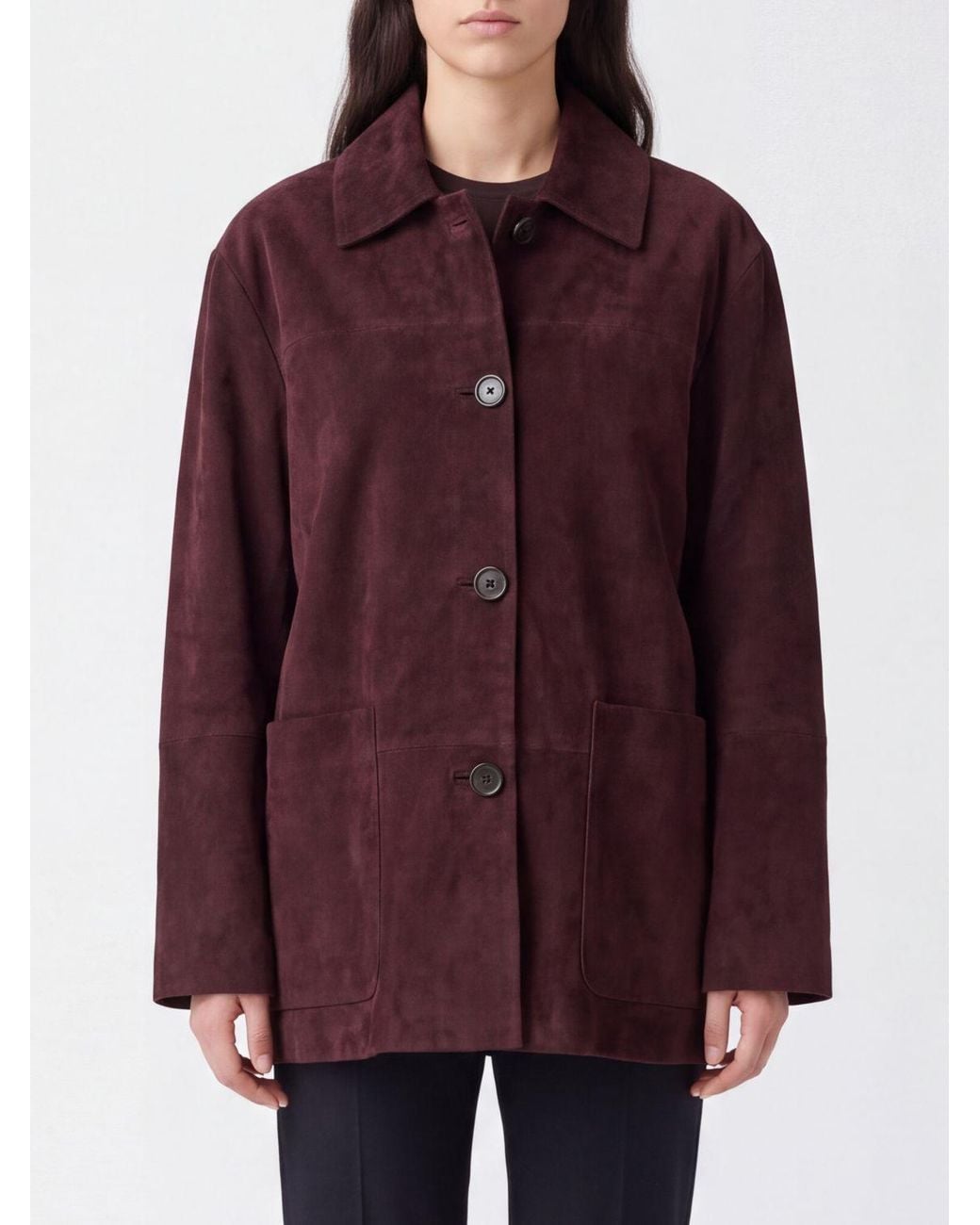 Max Mara Purple Suede Lambskin Shirt Jacket With Pockets