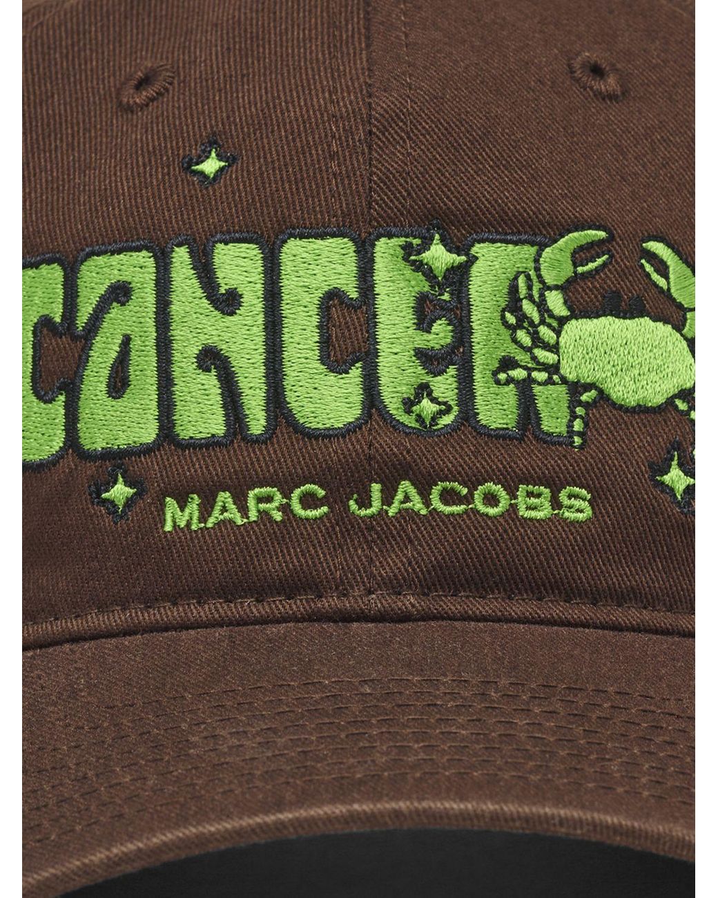 Marc Jacobs Green Cancer Cotton Baseball Cap With Embroidered Slogan