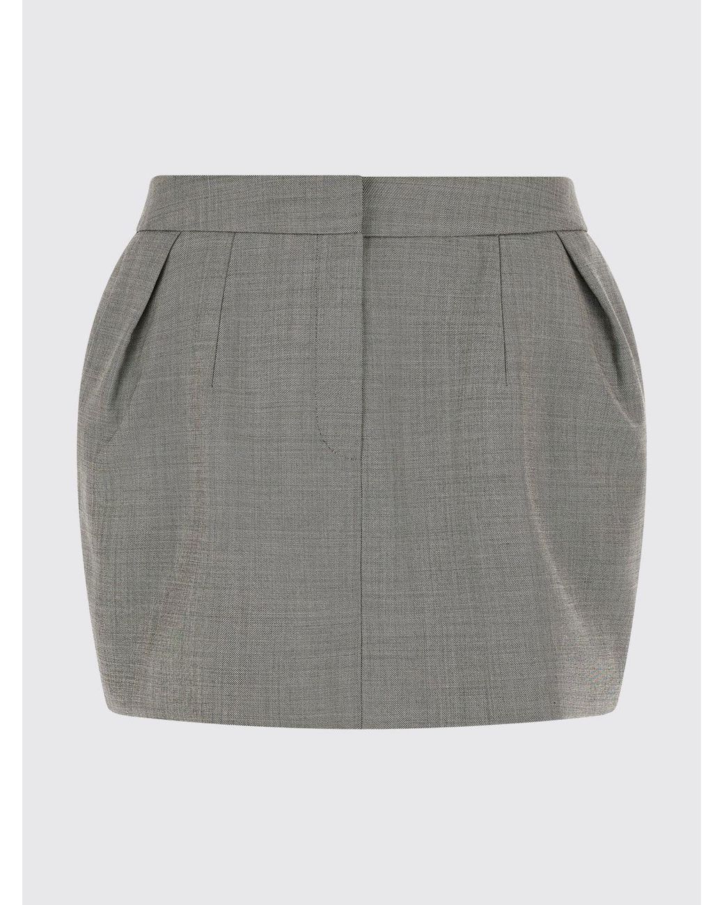 Magda Butrym Gray Stretch Wool Slim Fit Pencil Mini Skirt