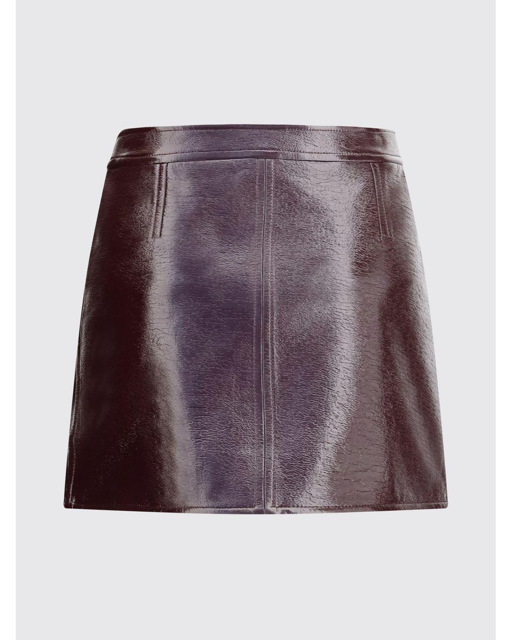 Courreges CourrÈ Ges Embroidered Logo Coated Cotton Pencil Mini Skirt