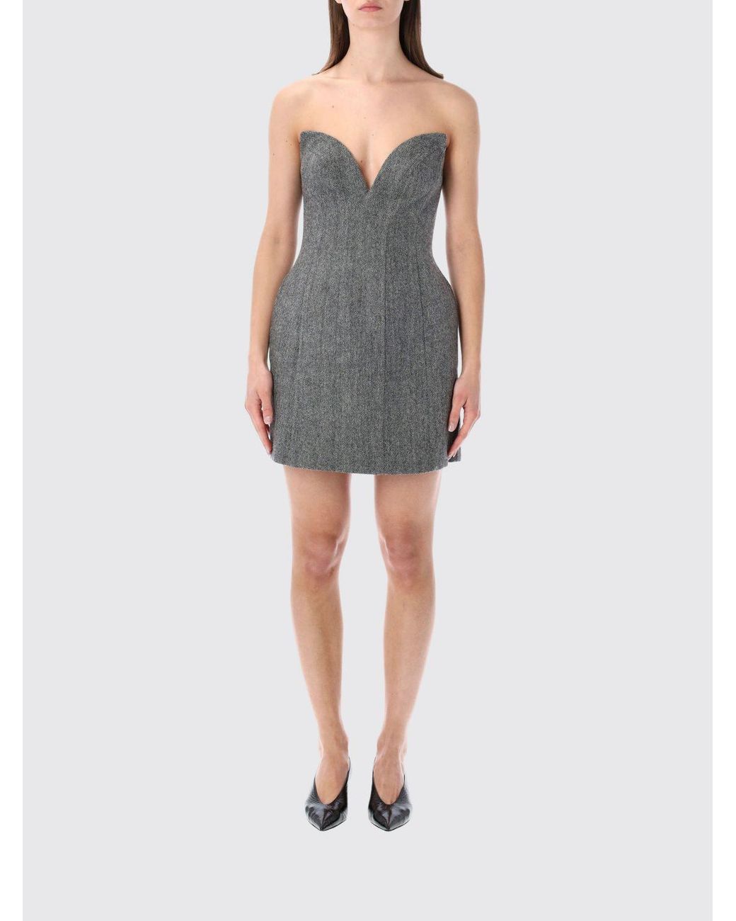 Self-Portrait Gray Wool Blend Dress