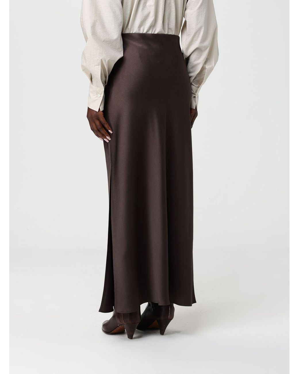 Brunello Cucinelli Brown Long Satin Skirt