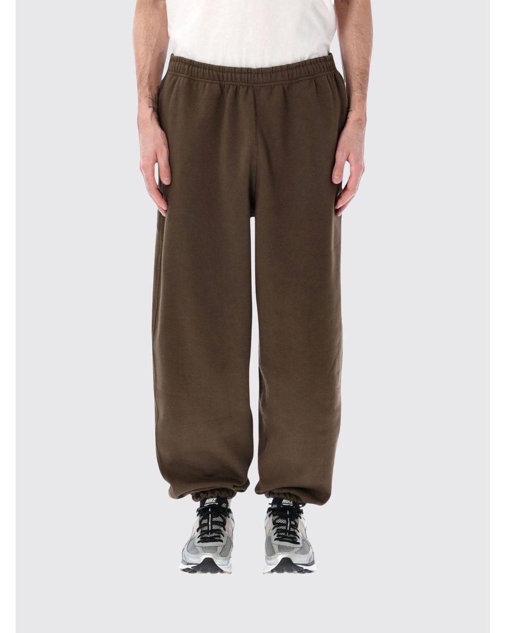 Nike Brown Solo Swoosh Cotton Blend Trousers for men