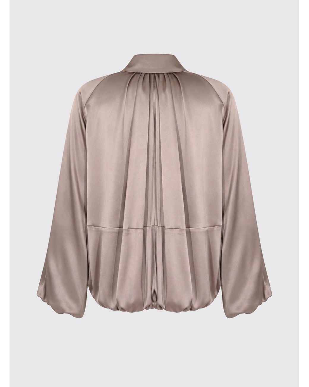 Liviana Conti Pink Cropped Draped Satin Bomber Jacket With Balloon Sleeves