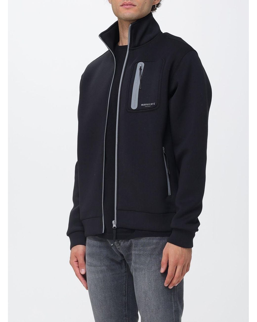 Murphy & Nye Blue High Neck Full-Zip Neoprene Sweatshirt for men
