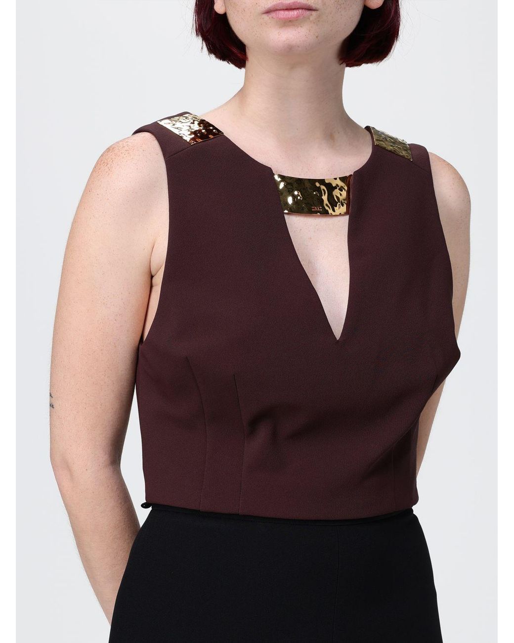 Elisabetta Franchi Blue Crepe Top