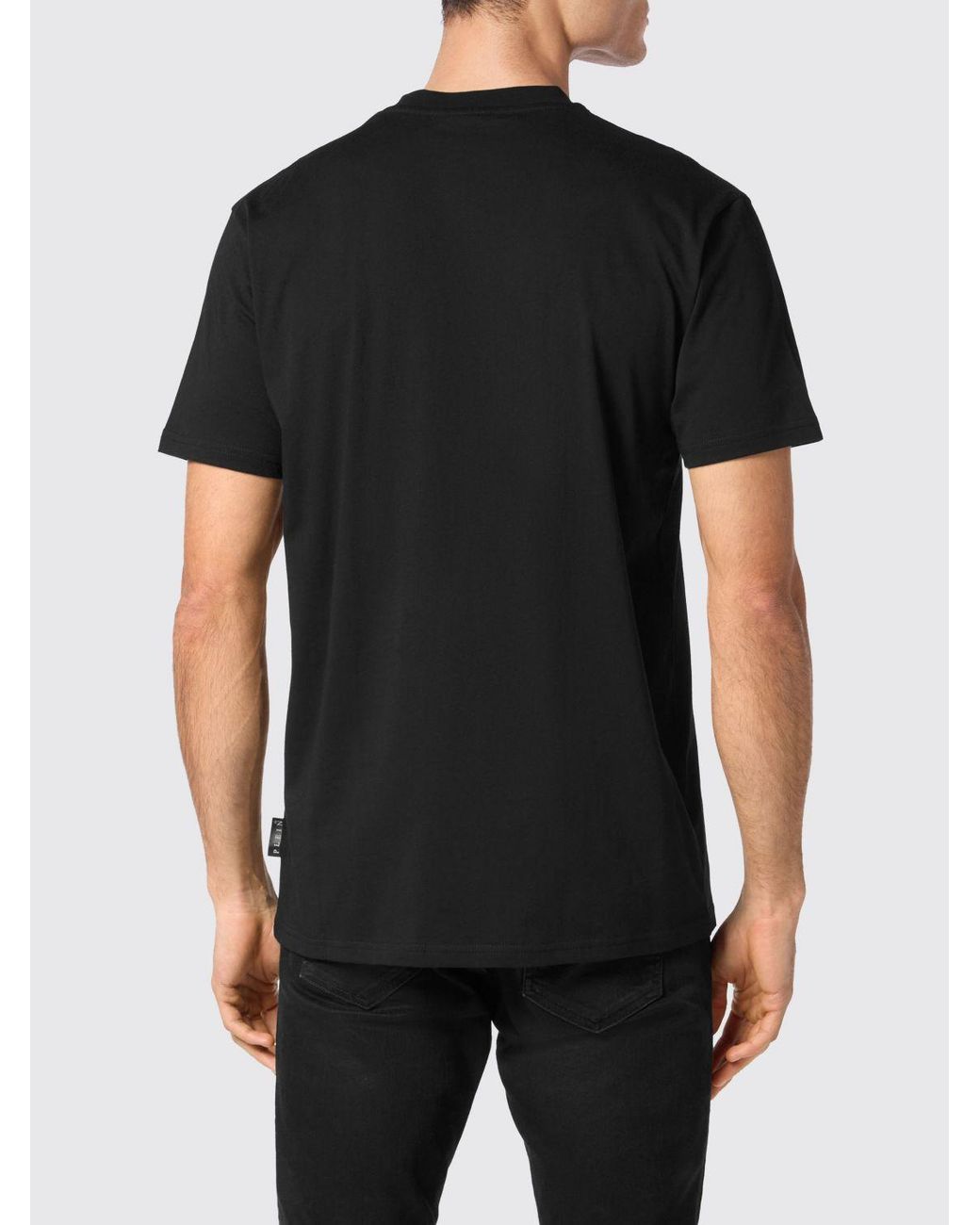 Philipp Plein Black Slim Fit Cotton T-Shirt With Contrasting Logo for men