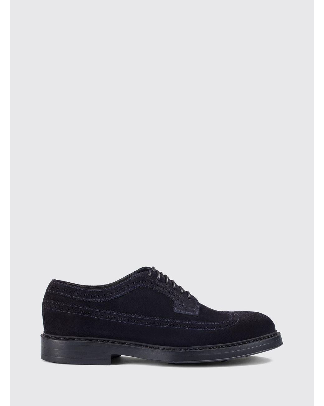 Doucal's Blue Suede Derby Shoes With Swallow-Tail Brogue Detailing for men