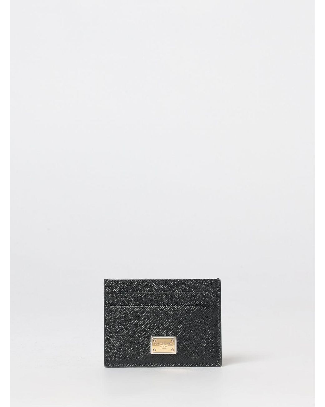 Dolce & Gabbana White Dolce &Amp Gabbana Grained Calfskin Card Holder With Metallic Logo