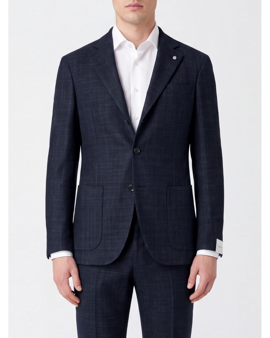 Luigi Bianchi Blue Single-Breasted Virgin Wool And Silk Blazer With Lapels for men
