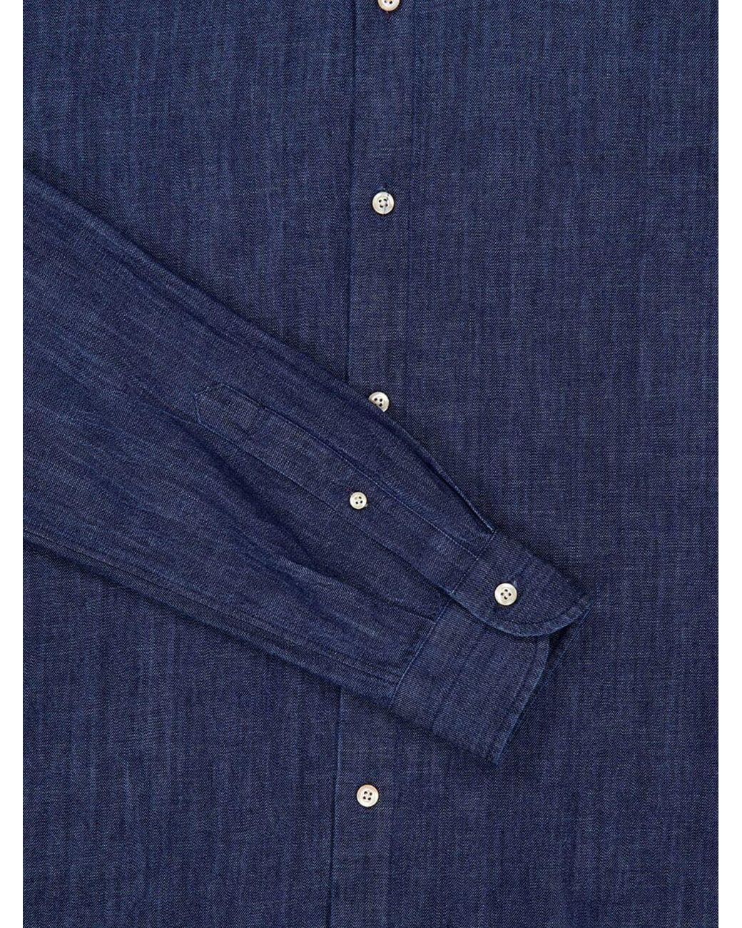 Boglioli Blue Slim Fit Cotton Shirt With French Collar for men