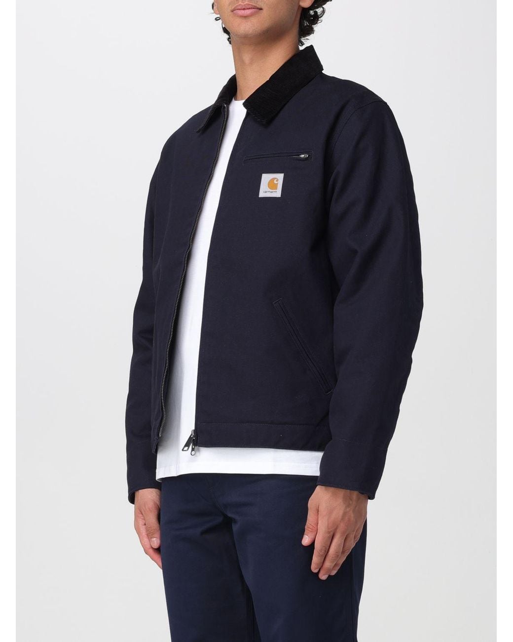 Carhartt Blue Detroit Organic Cotton Shirt Jacket With Velvet Collar for men