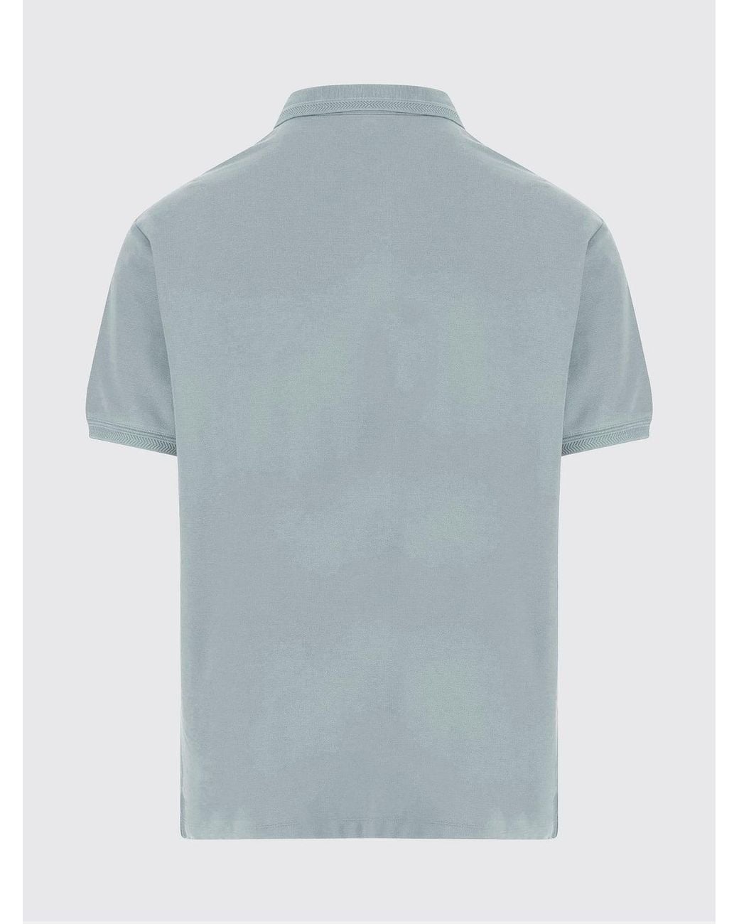 Emporio Armani Blue Slim Fit Cotton Polo With Tone-On-Tone Logo for men