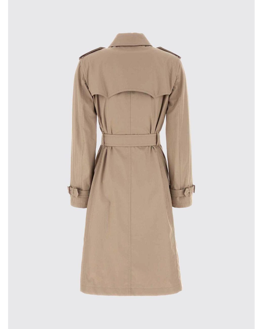 Burberry Natural Double-Breasted Cotton Trench Coat With Silk Lining And Waist Belt