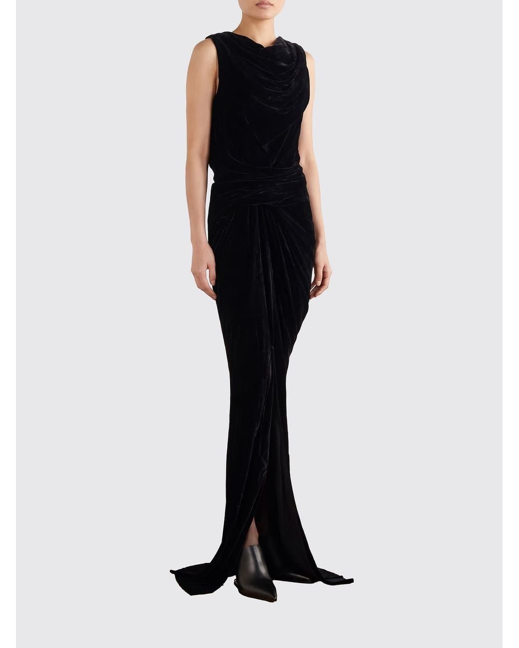 Rick Owens Black Long Asymmetrical Tunic Dress