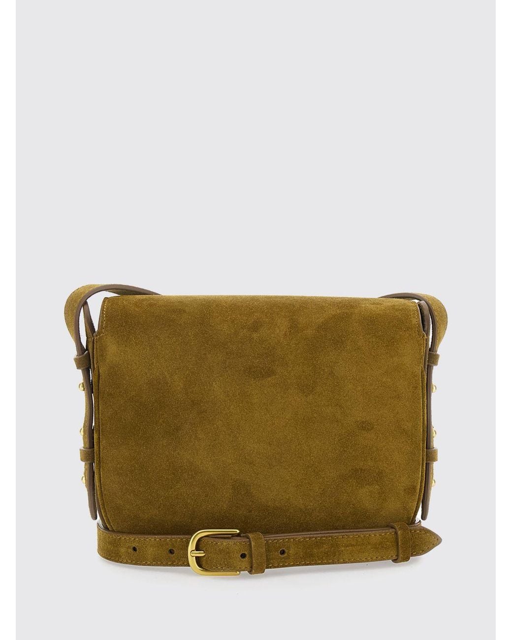Soeur Green Bellissima Suede Mini Crossbody Bag With Flap And Buckle