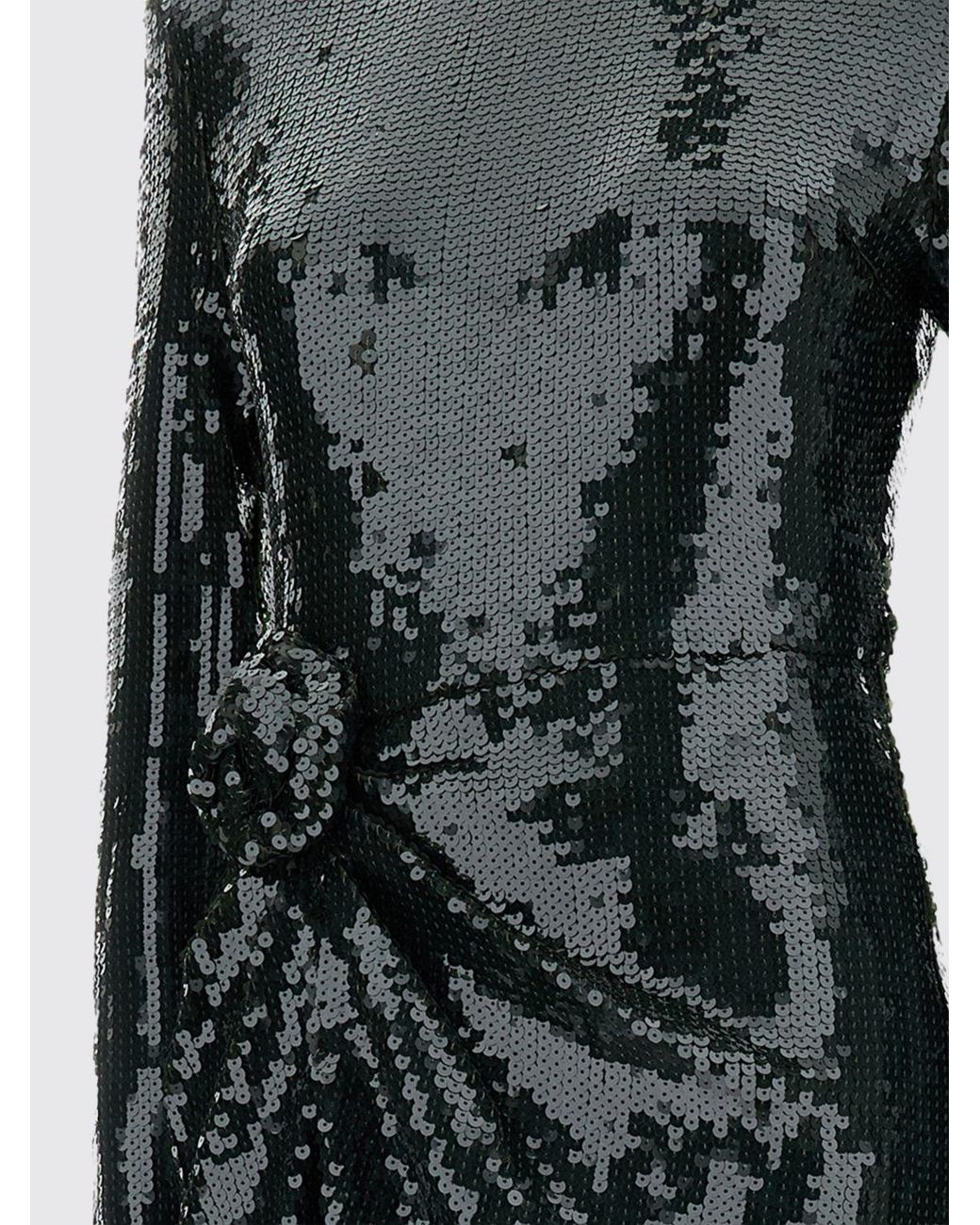 ROTATE BIRGER CHRISTENSEN Black Sequin-Covered Evening Mini Dress With Waist Knot