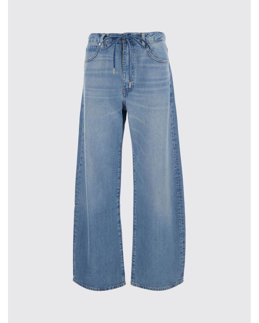 FRAME Blue The Off Duty Baggy Cotton Denim Jeans With Drawstring Waist