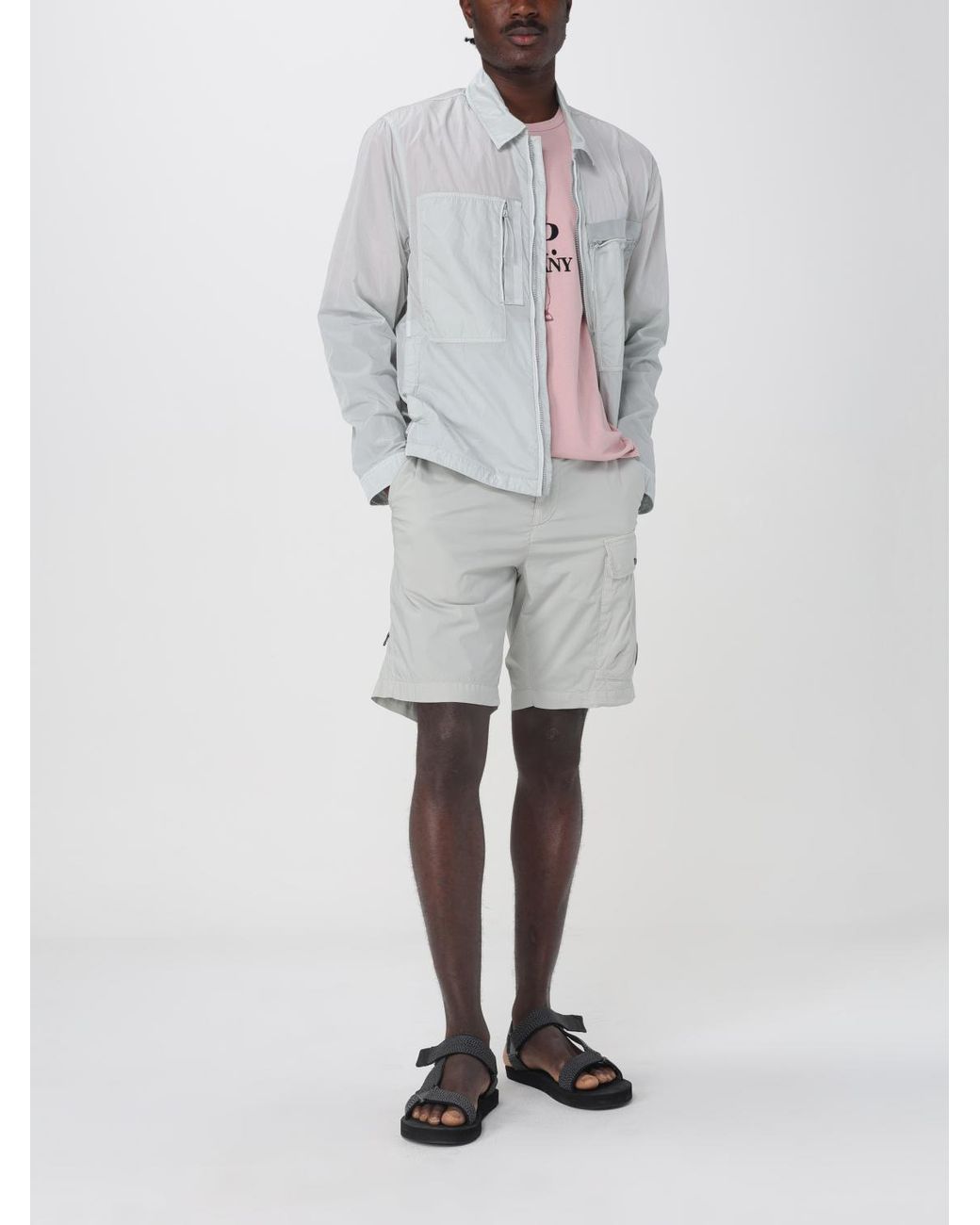 C P Company Gray Lightweight Cargo Shorts for men