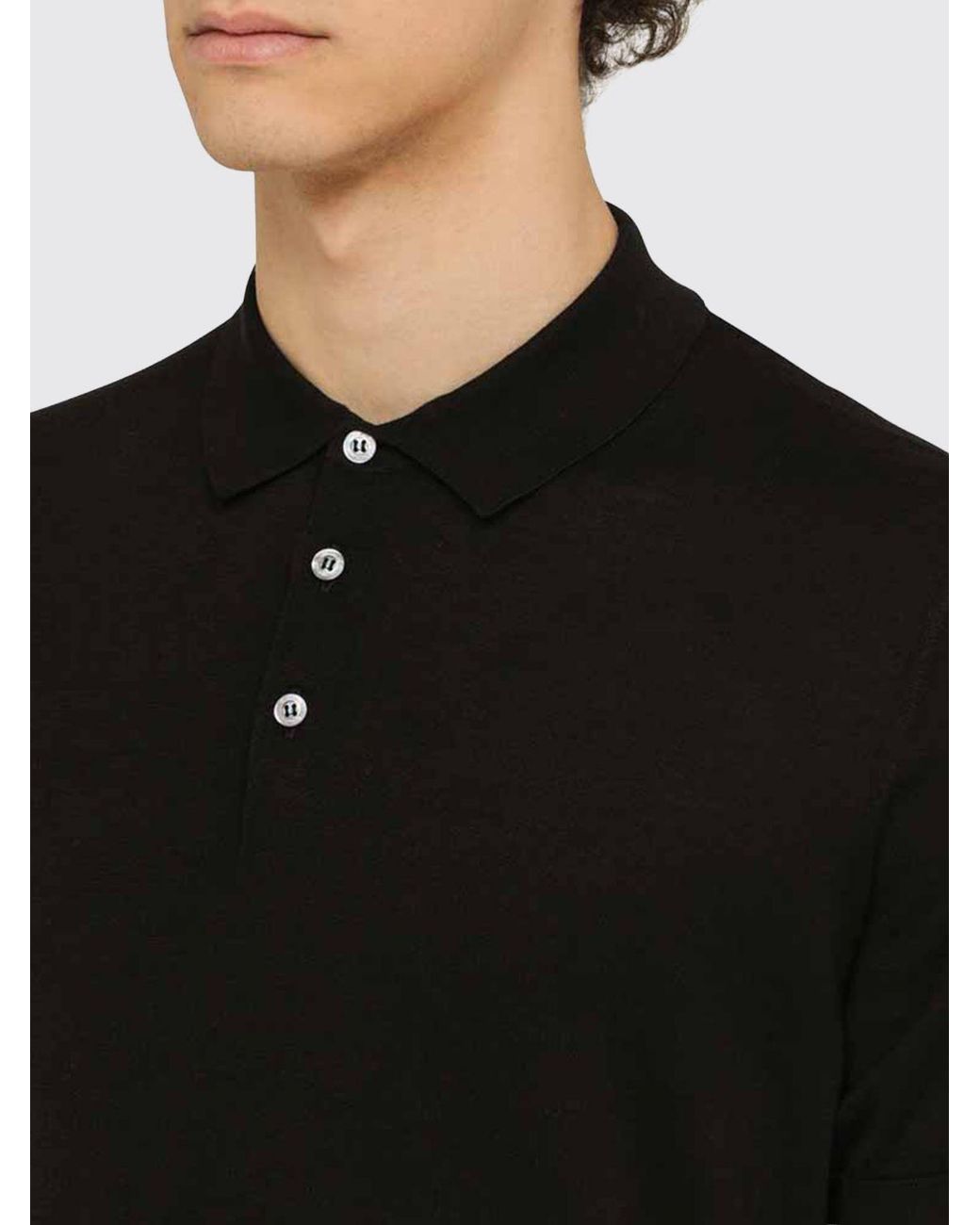 Drumohr Black Cotton Knit Polo Shirt for men