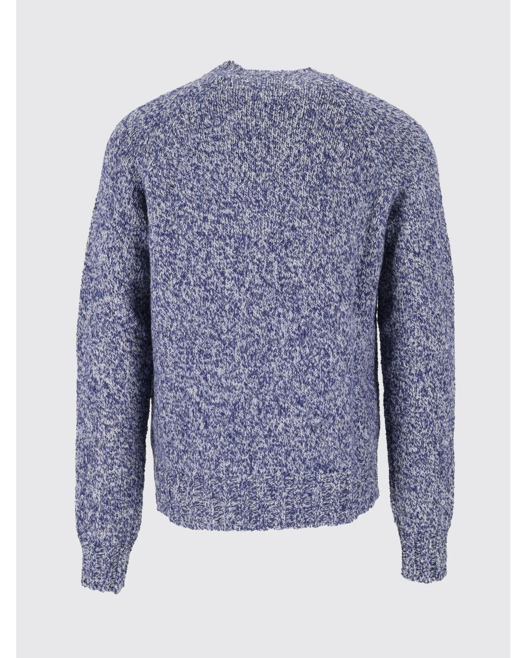 Ballantyne Blue Abstract-Pattern Wool And Alpaca-Blend Crewneck Sweater for men
