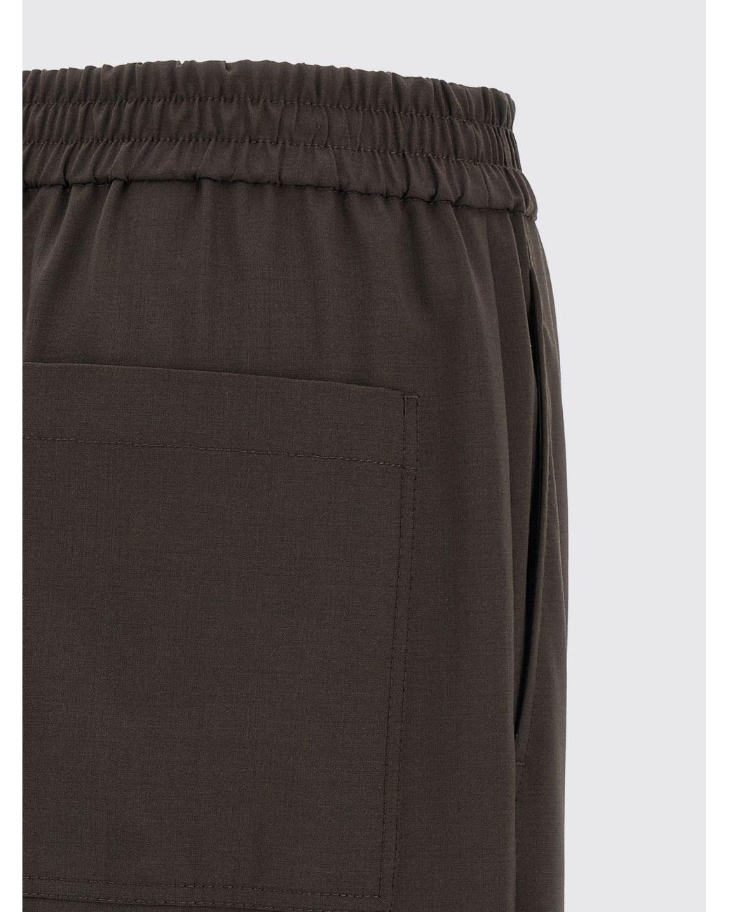 Brunello Cucinelli Brown Wool Blend Wide-Leg Trousers With Elasticated Waist