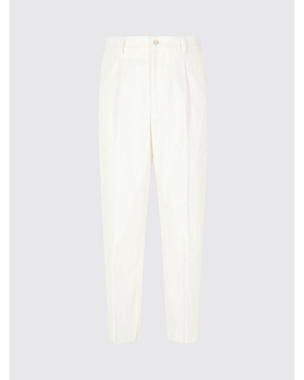Eleventy White Slim Fit Pleated Stretch-Cotton Chino Trousers for men
