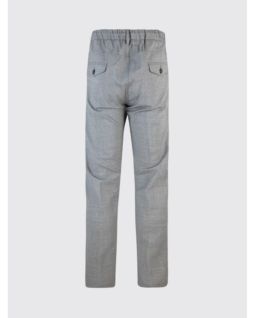 Eleventy Gray Slim Fit Wool Chino Trousers With A Drawstring Waist for men