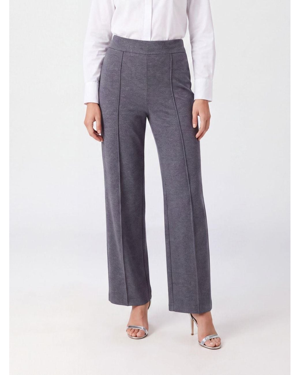 Semicouture Blue High-Waisted Wide-Leg Trousers