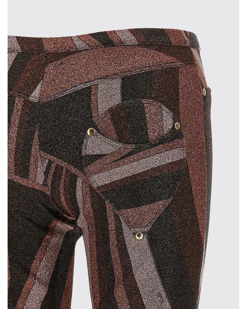 Emilio Pucci Brown Iride Abstract Print Lurex Jersey Flared Trousers