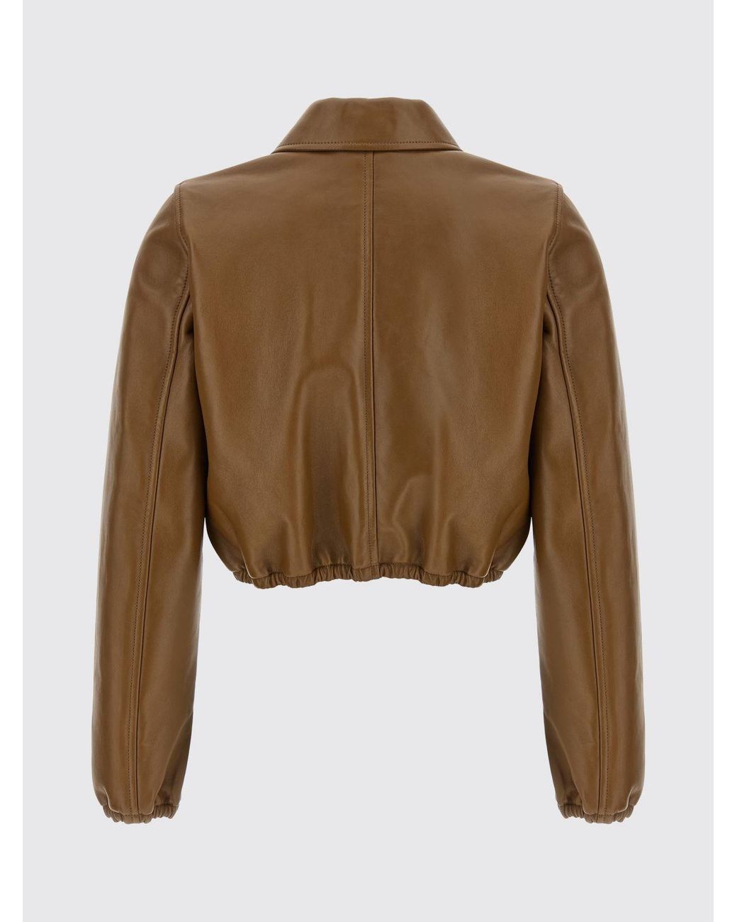 Gucci Blue Cropped Lamb Leather Jacket With Zip Closure