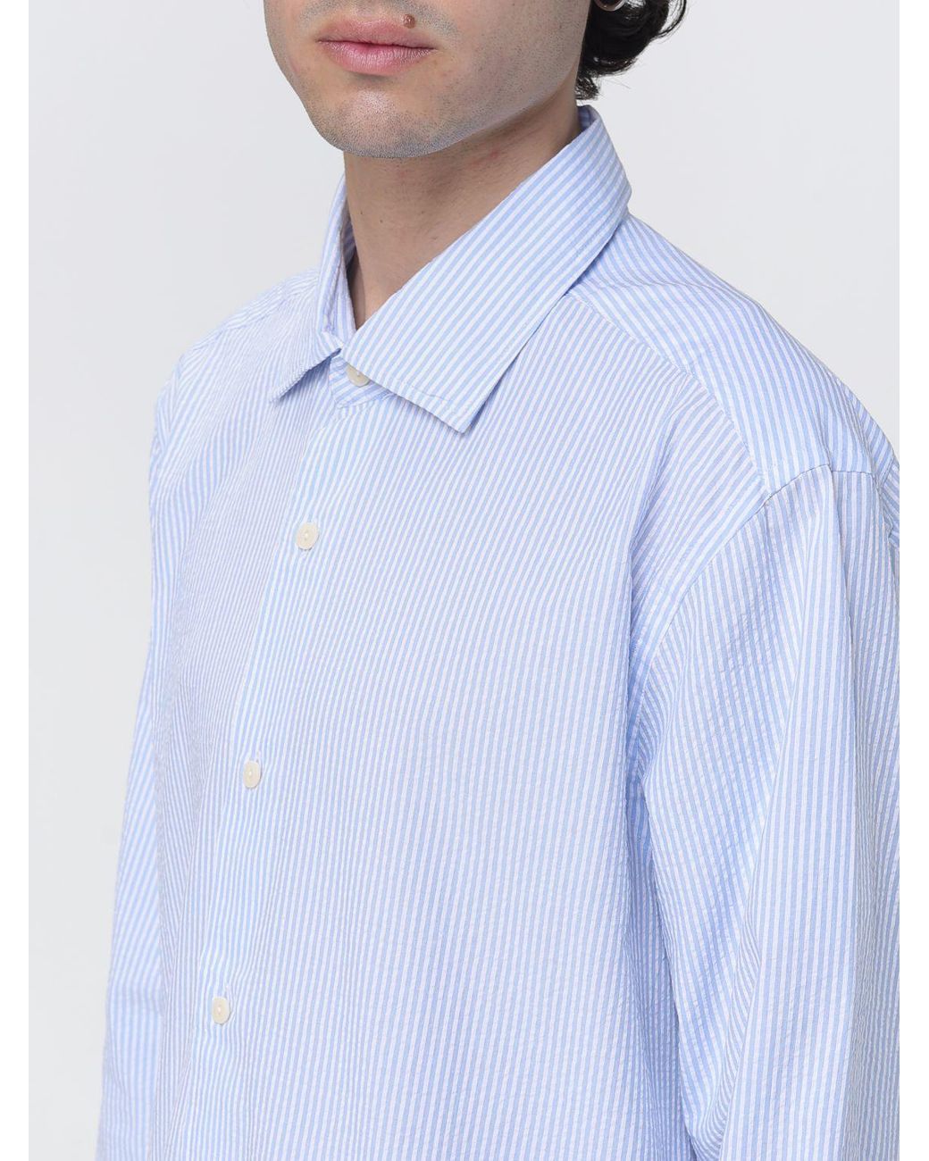 Mc2 Saint Barth White Striped Linen Blend Shirt for men