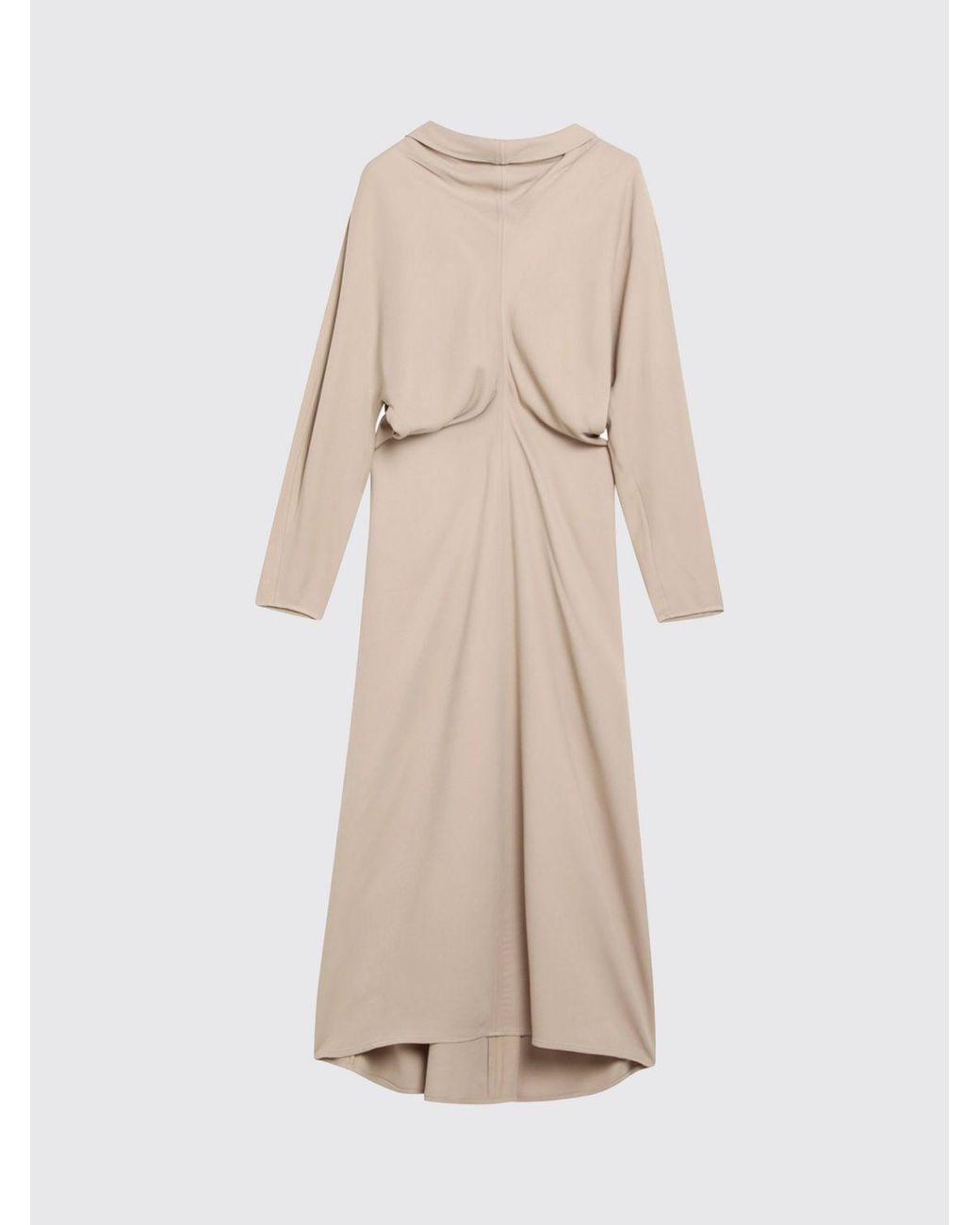 Totême Natural Draped Neck Long Viscose Sheath Dress