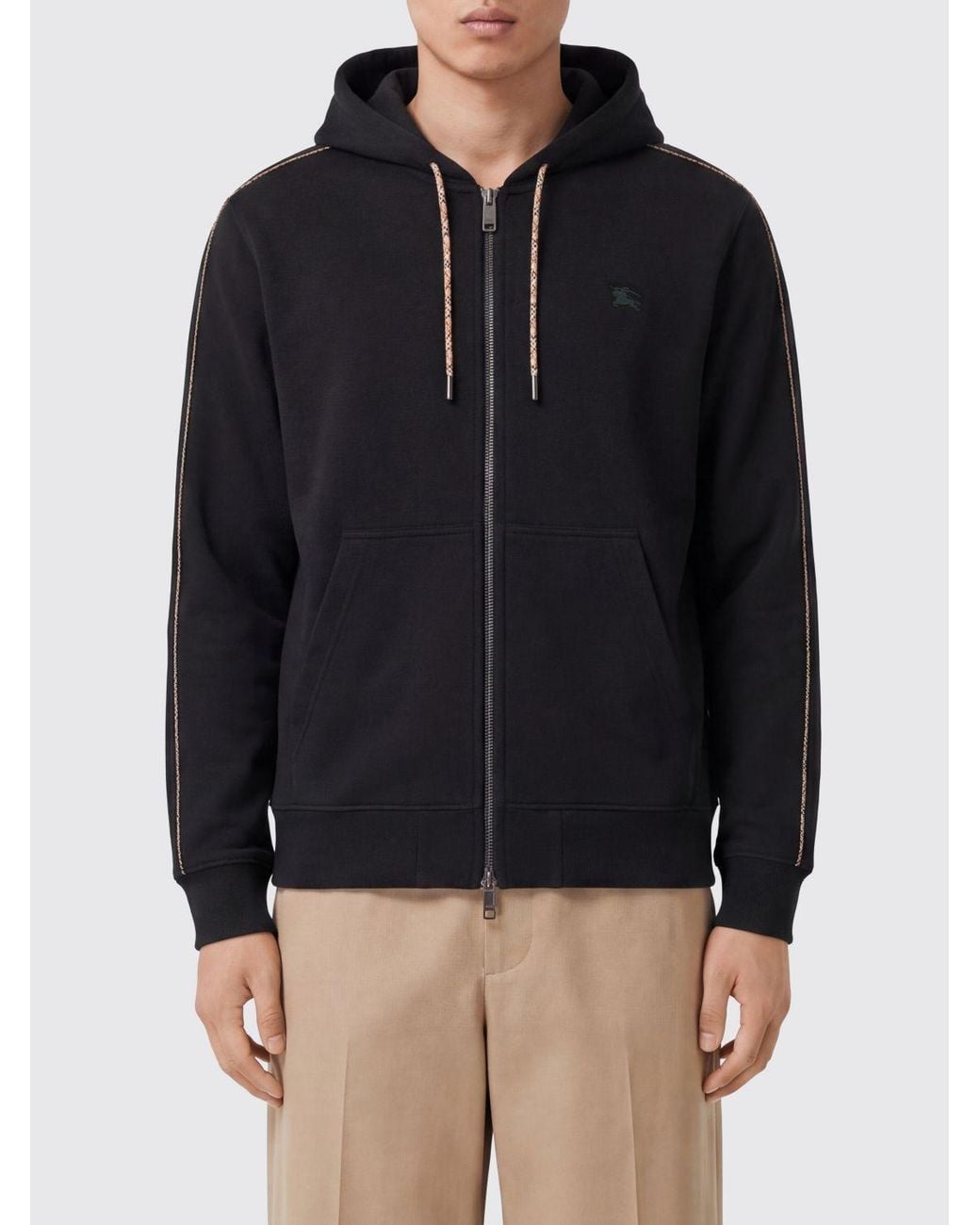 Burberry Blue Relaxed Fit Cotton Zip-Up Hoodie With Ekd Logo for men