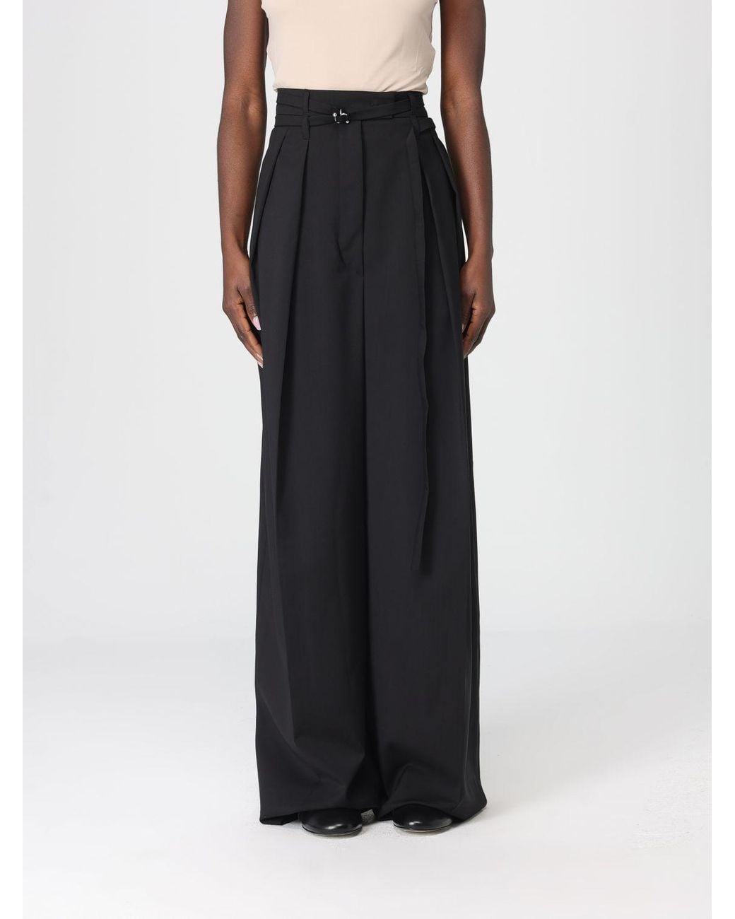 Sportmax Black Virgin Wool Trousers With Darts