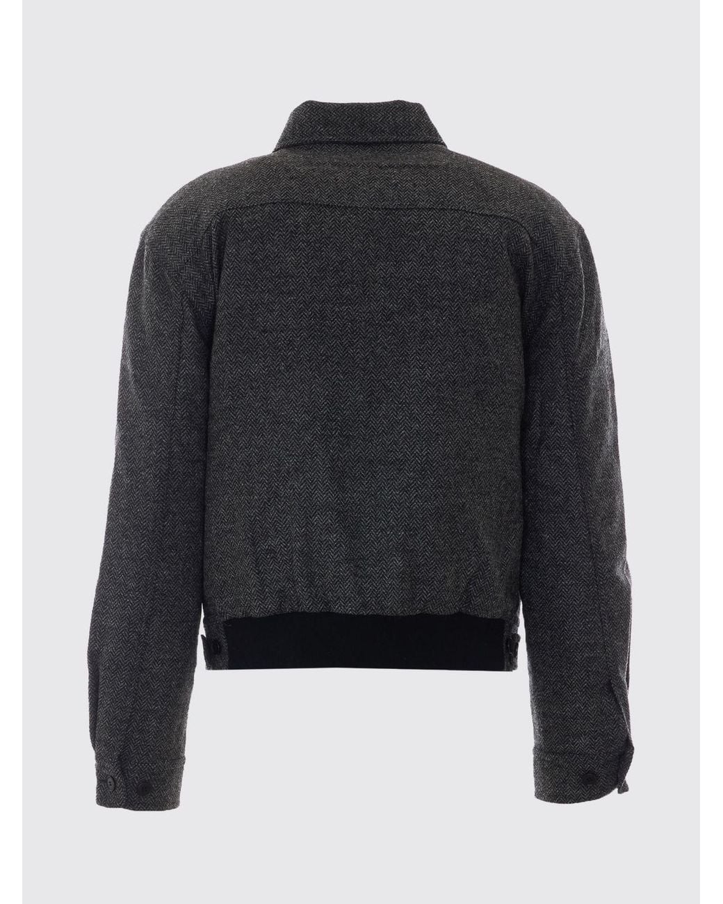 sunflower Black Wool-Blend Shirt Jacket With Patch Pockets for men