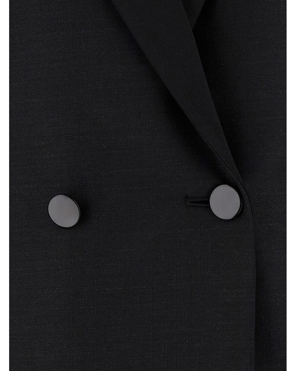 Emporio Armani Black Double-Breasted Wool And Silk Blend Suit For Ceremonies With Classic Lapels for men