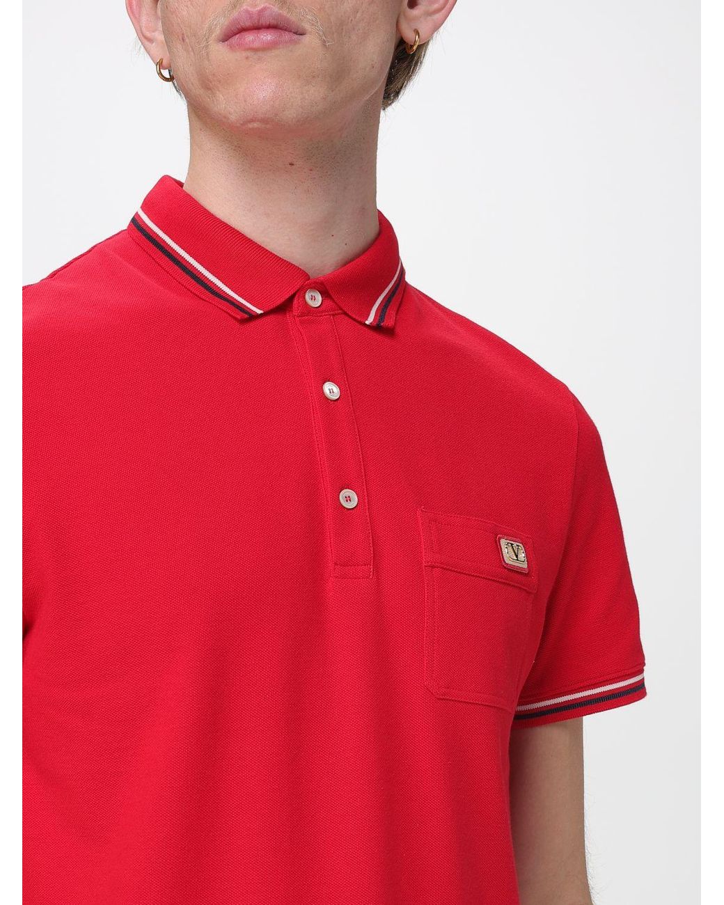 Valentino Red Cotton Polo Shirt With Logo for men