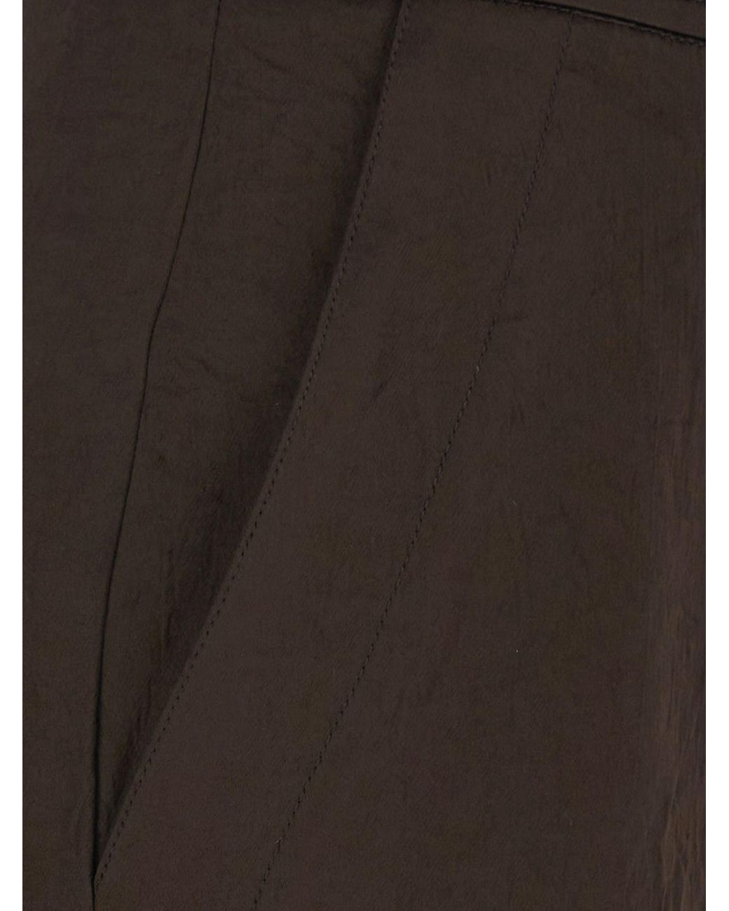 Twinset Brown High-Waisted Viscose Blend Cargo Trousers With Drawstring
