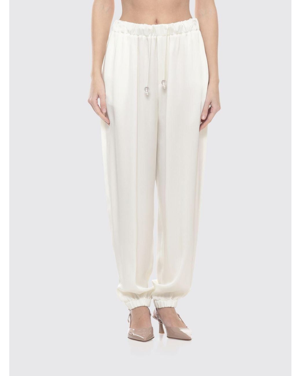 Fabiana Filippi White Viscose Blend Slim Fit Trousers